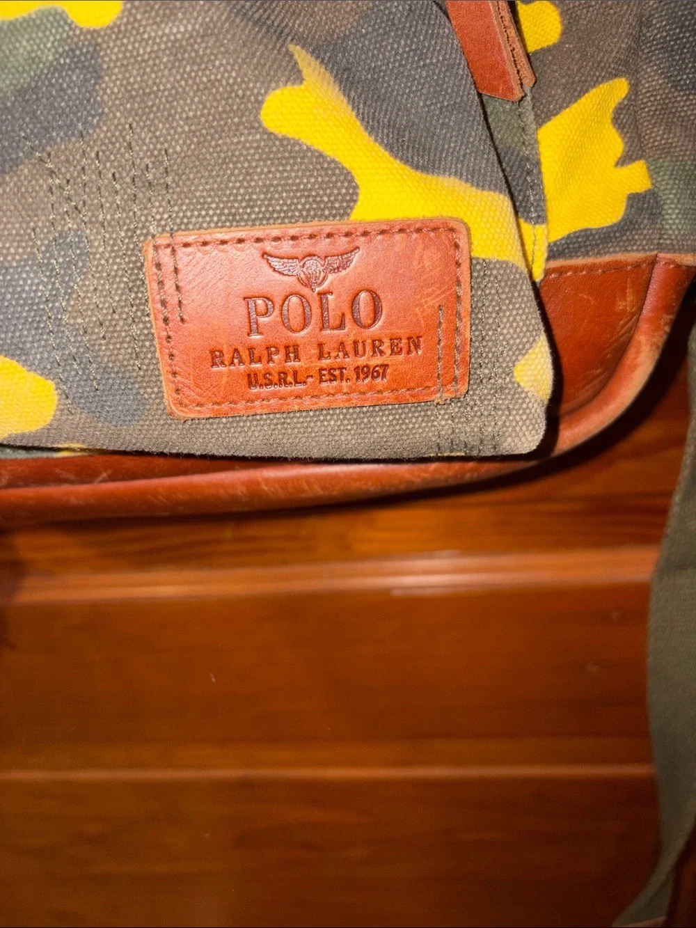 Polo by Ralph Lauren Yellow & Green Camo Patch Backpack